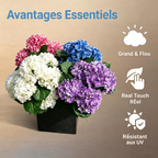 60cm Hortensia Artificielle Touché Réel Résistante UV – Fleur Fausse pour Extérieur, Jardin & Balcon
