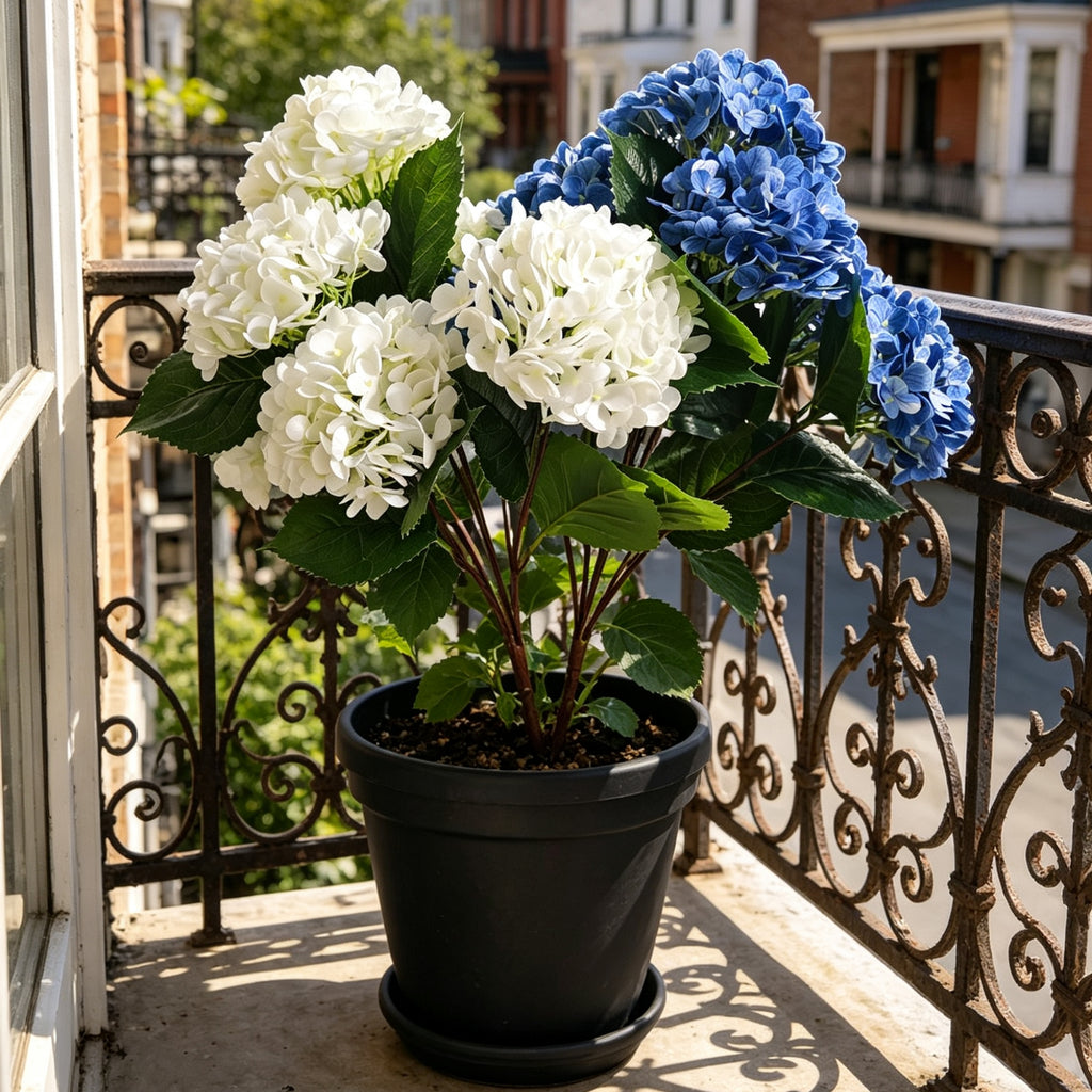 60cm Hortensia Artificielle Touché Réel Résistante UV – Fleur Fausse pour Extérieur, Jardin & Balcon