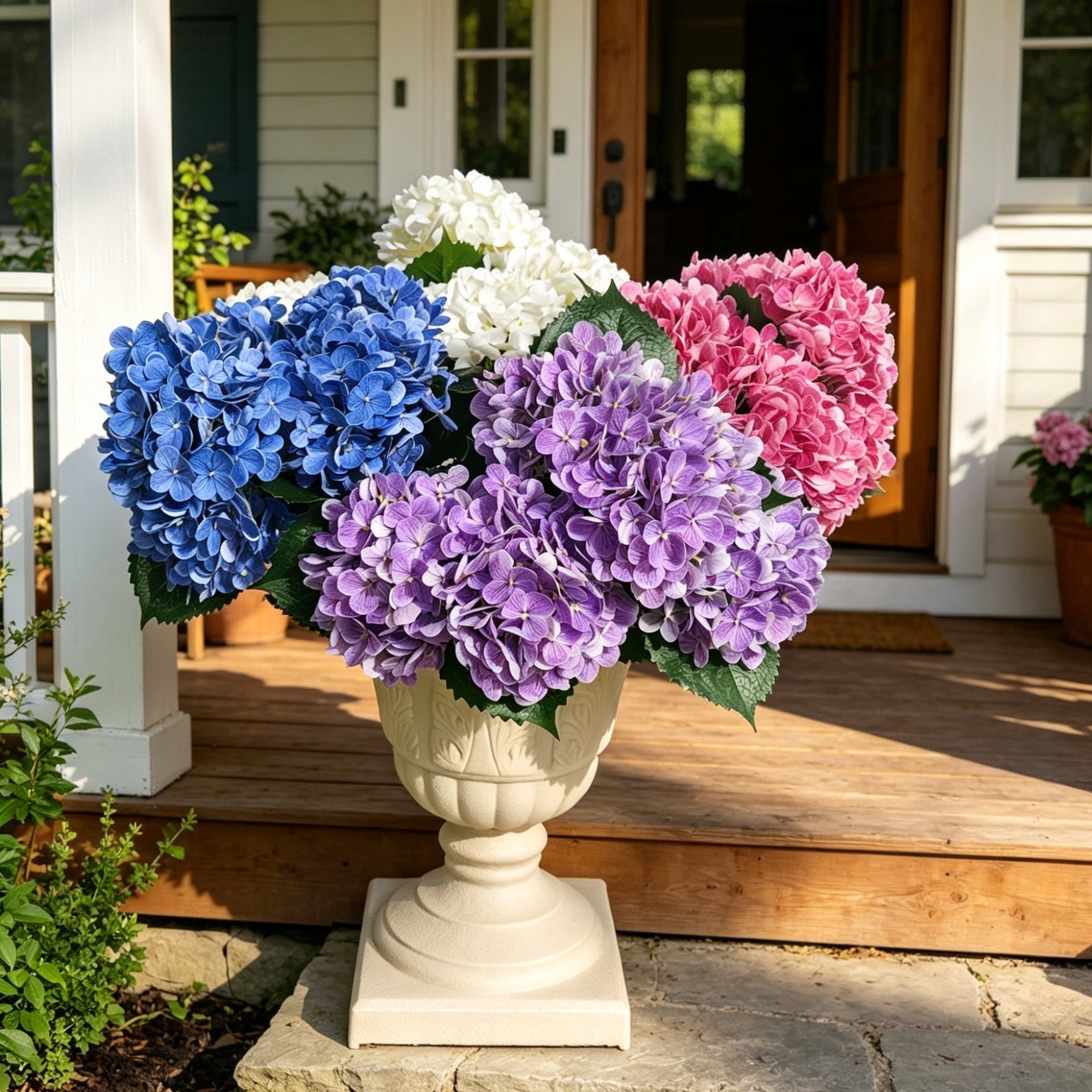 60cm Hortensia Artificielle Touché Réel Résistante UV – Fleur Fausse pour Extérieur, Jardin & Balcon