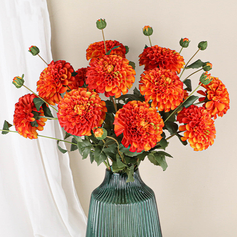 78 cm Dahlia simulé fleur pour la décoration d'automne à la couleur de coucher de soleil