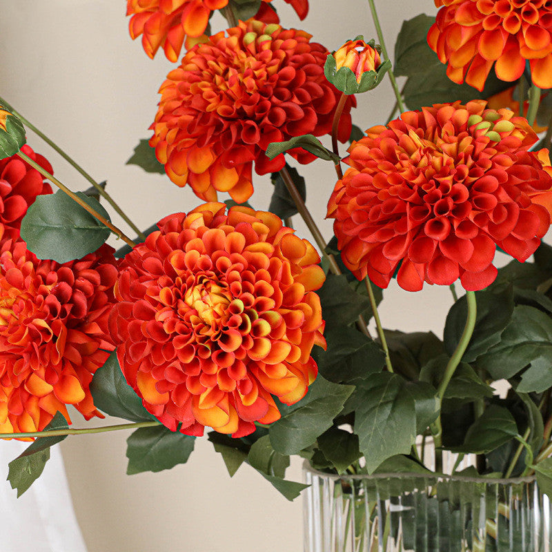 78 cm Dahlia simulé fleur pour la décoration d'automne à la couleur de coucher de soleil