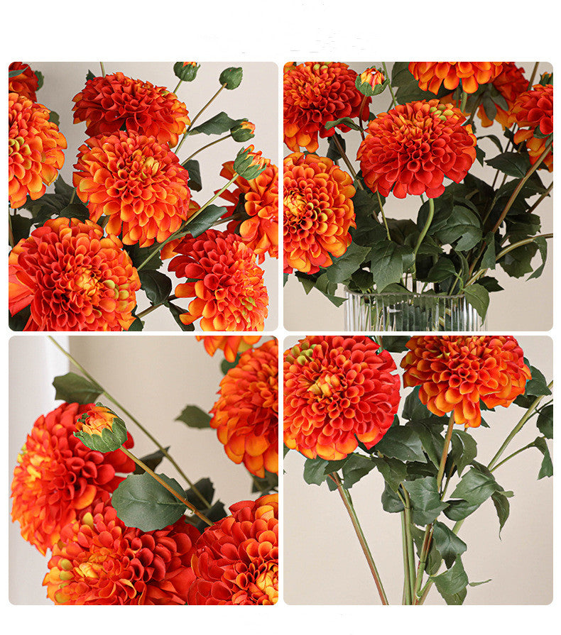 78 cm Dahlia simulé fleur pour la décoration d'automne à la couleur de coucher de soleil