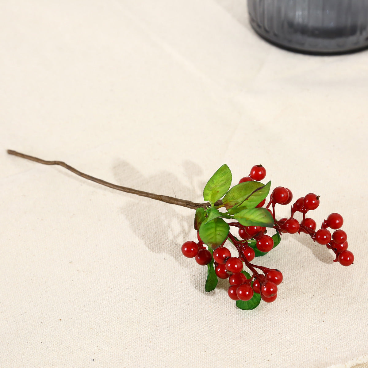 Branche de baies artificielles en plastique, 23 cm, rouge, décoration de Noël, mariage, intérieur