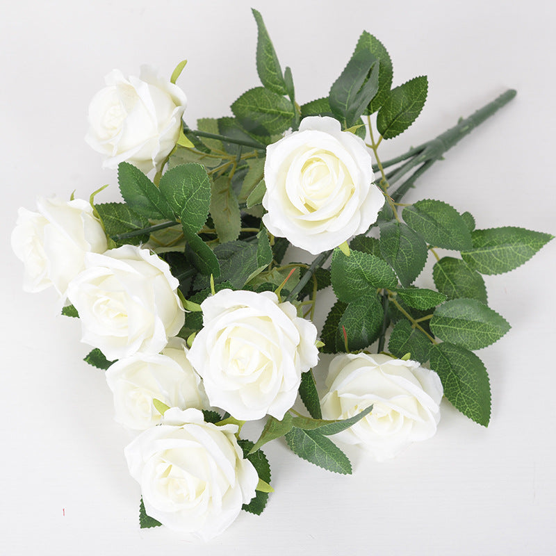 43cm Bouquet de Roses Artificielles à 9 Têtes pour Compositions de Mariage et Décoration Intérieure