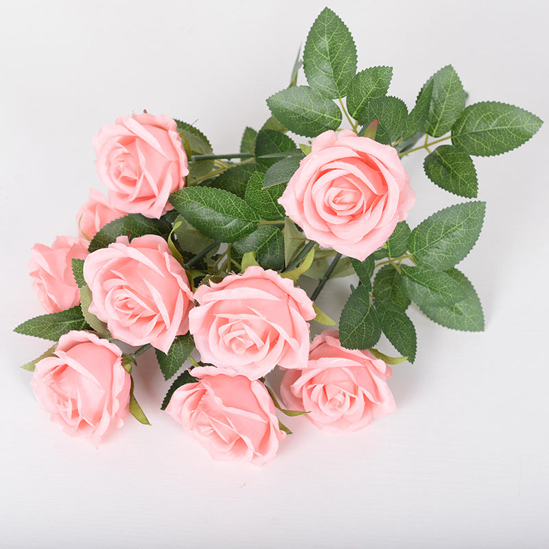 43cm Bouquet de Roses Artificielles à 9 Têtes pour Compositions de Mariage et Décoration Intérieure