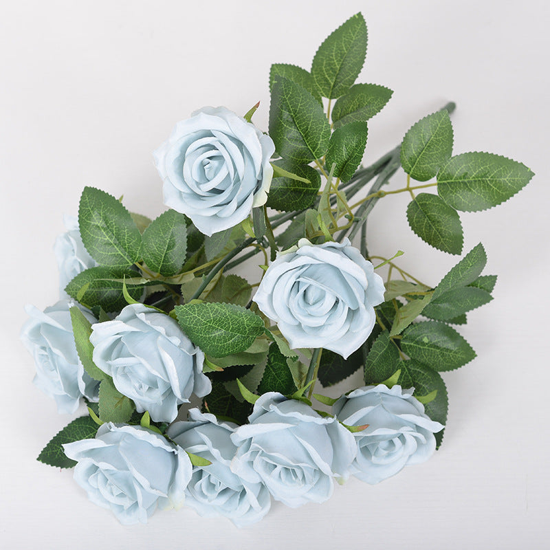 43cm Bouquet de Roses Artificielles à 9 Têtes pour Compositions de Mariage et Décoration Intérieure