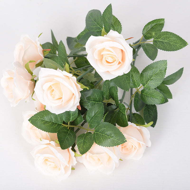 43cm Bouquet de Roses Artificielles à 9 Têtes pour Compositions de Mariage et Décoration Intérieure
