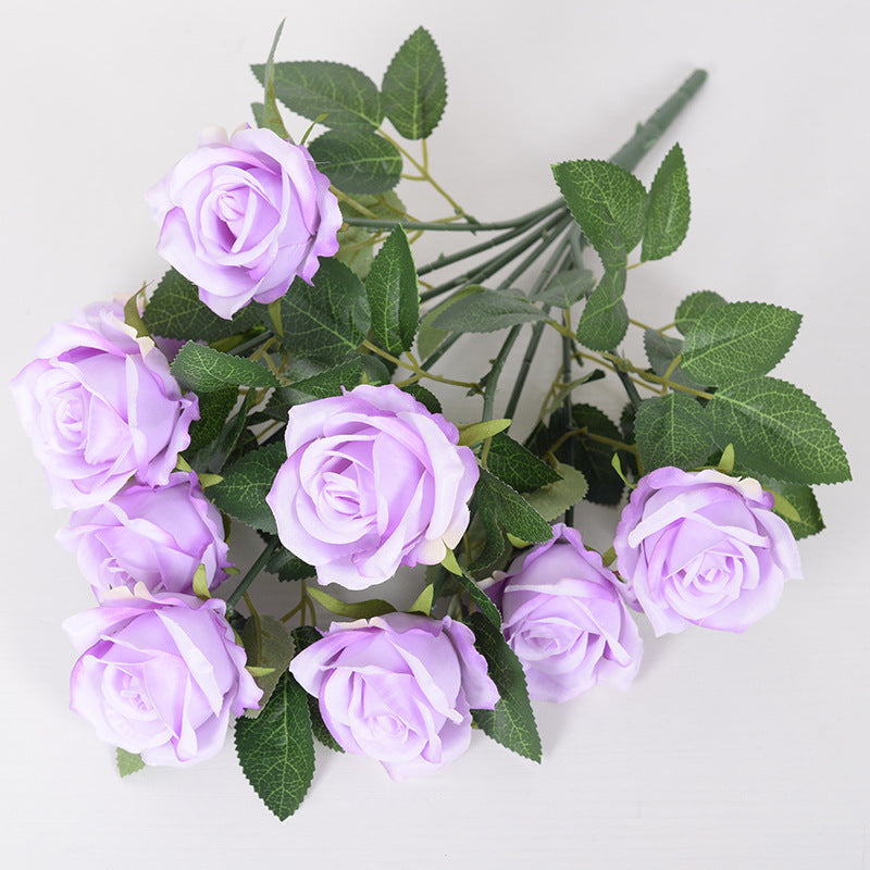 43cm Bouquet de Roses Artificielles à 9 Têtes pour Compositions de Mariage et Décoration Intérieure