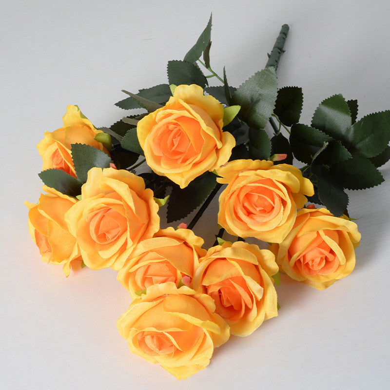 43cm Bouquet de Roses Artificielles à 9 Têtes pour Compositions de Mariage et Décoration Intérieure