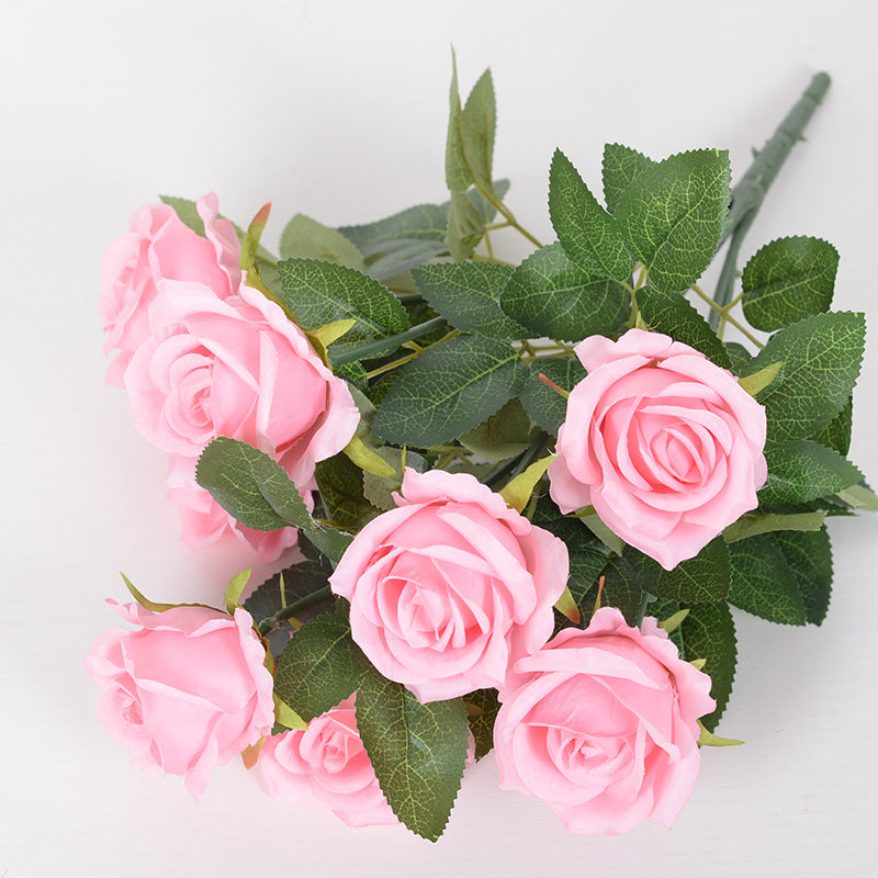 43cm Bouquet de Roses Artificielles à 9 Têtes pour Compositions de Mariage et Décoration Intérieure