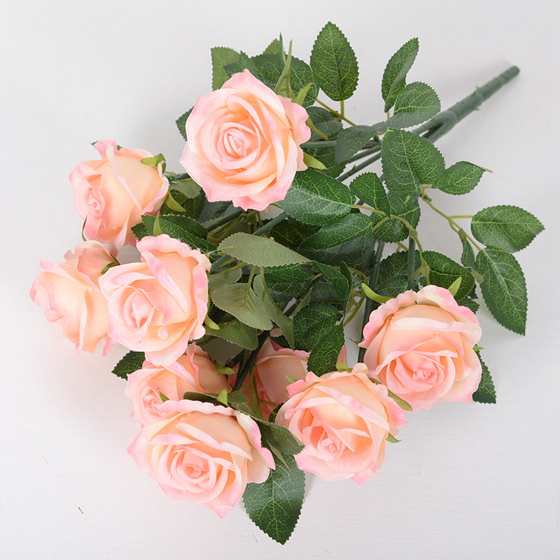 43cm Bouquet de Roses Artificielles à 9 Têtes pour Compositions de Mariage et Décoration Intérieure