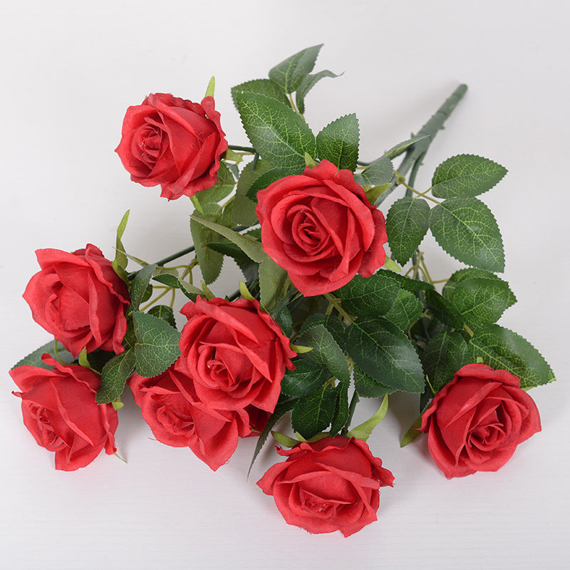 43cm Bouquet de Roses Artificielles à 9 Têtes pour Compositions de Mariage et Décoration Intérieure