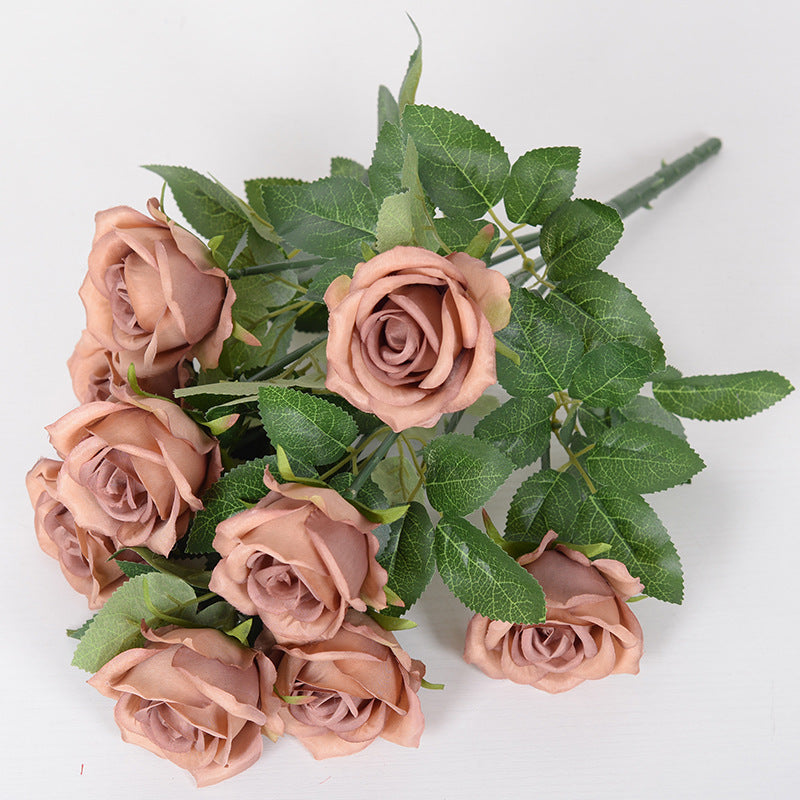 43cm Bouquet de Roses Artificielles à 9 Têtes pour Compositions de Mariage et Décoration Intérieure