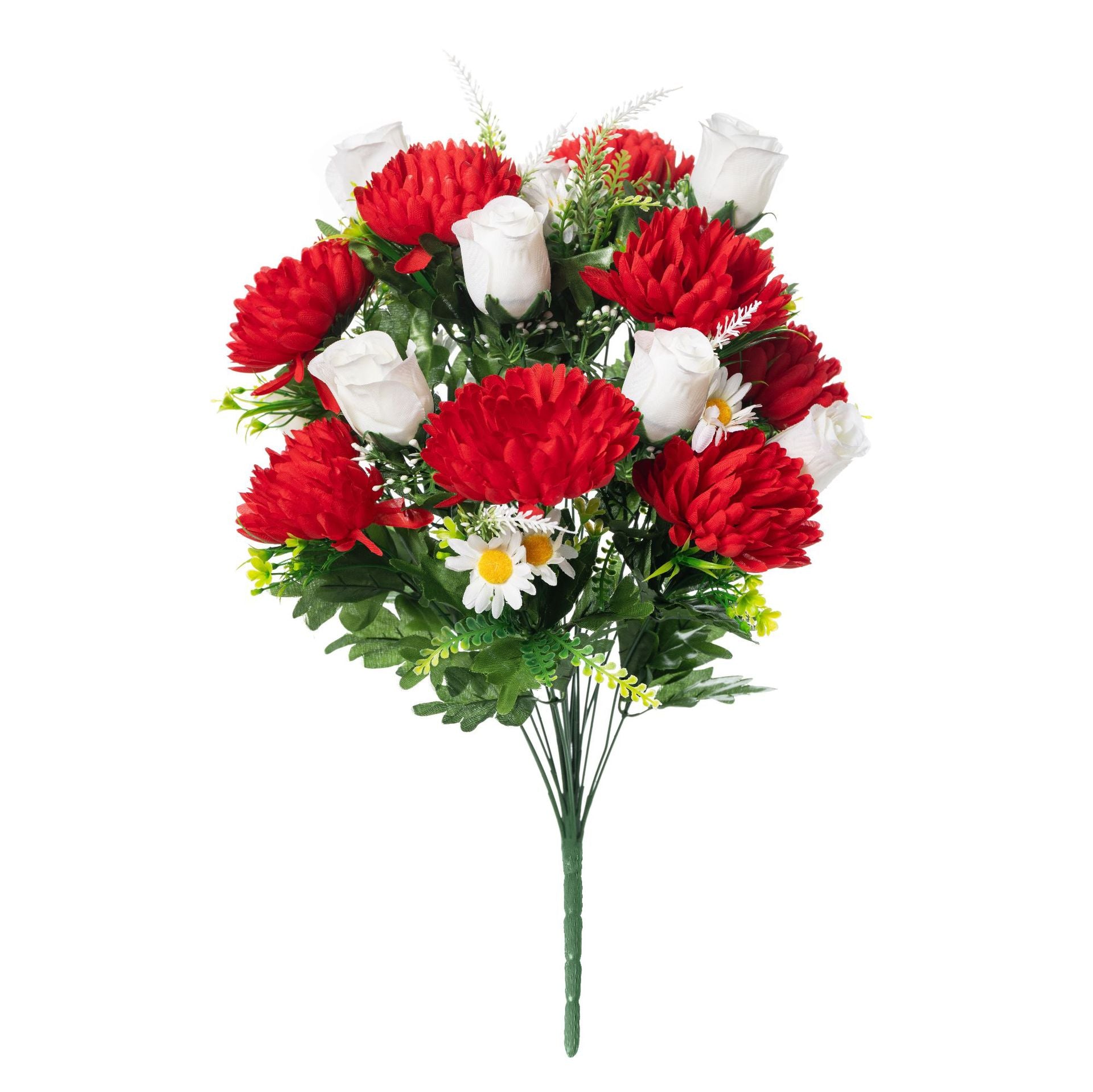 Bouquet artificiel de chrysanthèmes et de roses en boutons pour tombes Décoration pour la Fête de la Toussaint