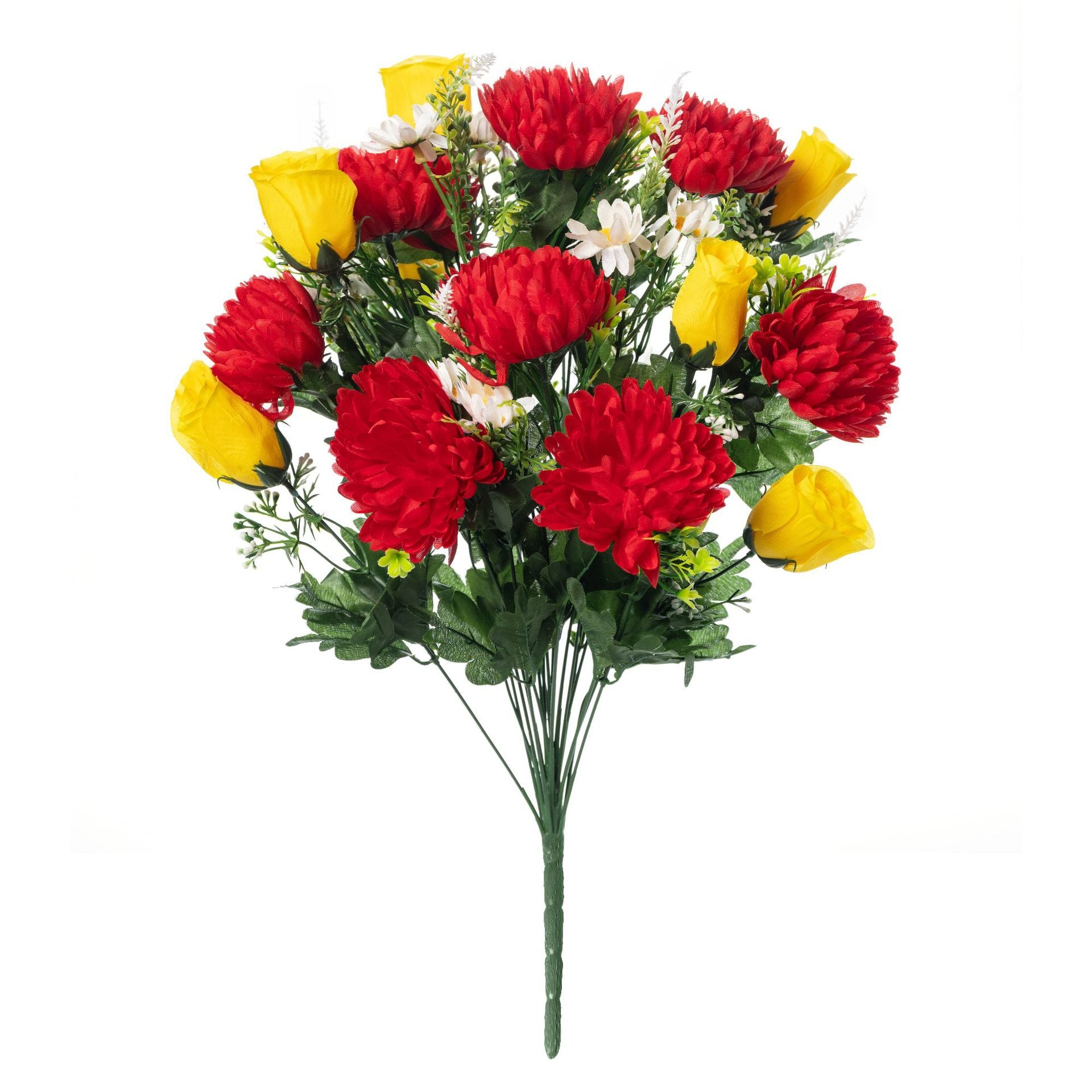 Bouquet artificiel de chrysanthèmes et de roses en boutons pour tombes Décoration pour la Fête de la Toussaint