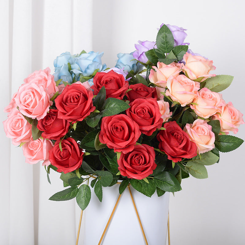 43cm Bouquet de Roses Artificielles à 9 Têtes pour Compositions de Mariage et Décoration Intérieure