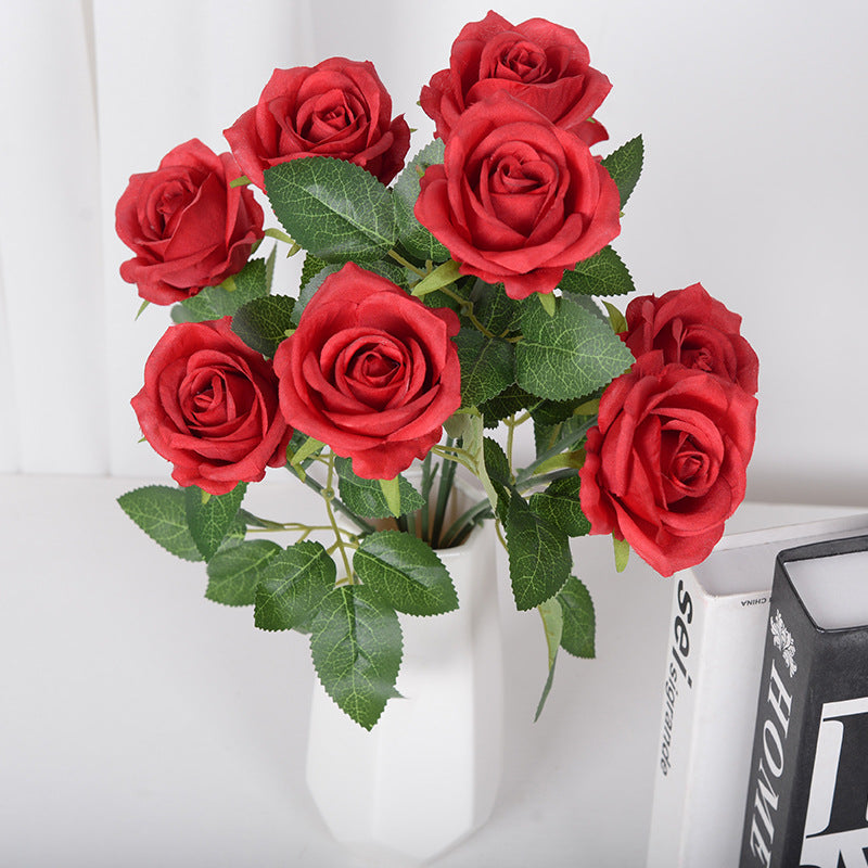 43cm Bouquet de Roses Artificielles à 9 Têtes pour Compositions de Mariage et Décoration Intérieure