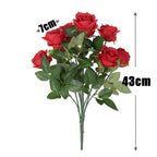 43cm Bouquet de Roses Artificielles à 9 Têtes pour Compositions de Mariage et Décoration Intérieure