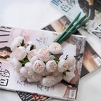 Bouquets de pivoines de 30 cm avec tiges et boutons de fleurs