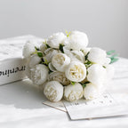Bouquets de pivoines de 30 cm avec tiges et boutons de fleurs