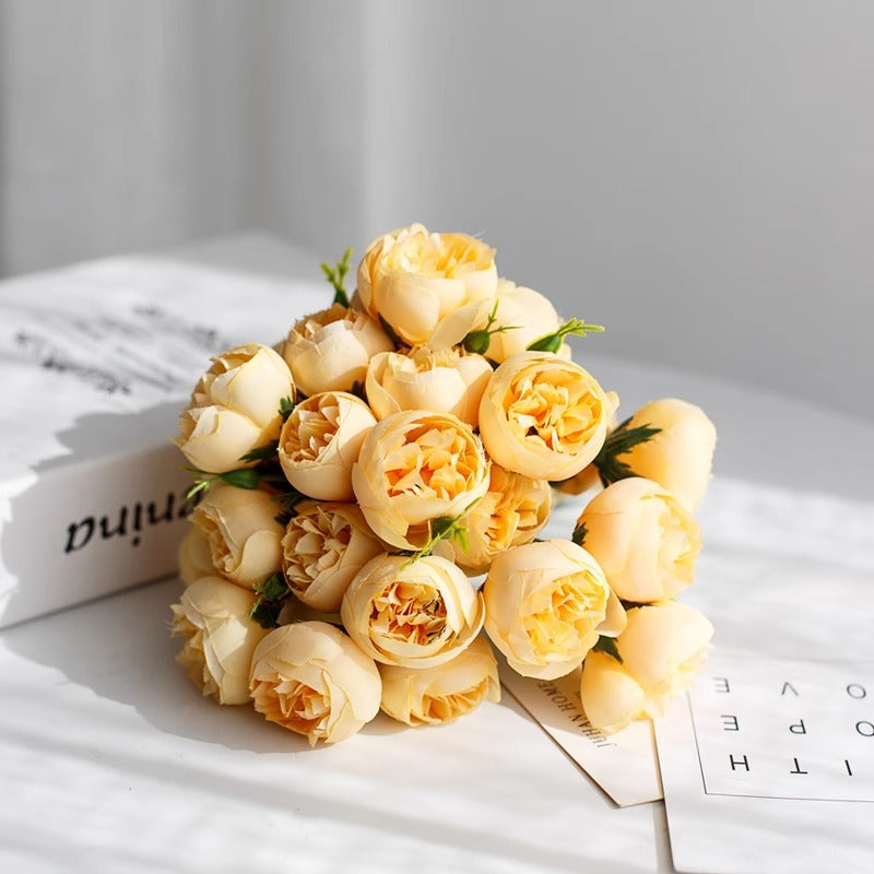 Bouquets de pivoines de 30 cm avec tiges et boutons de fleurs