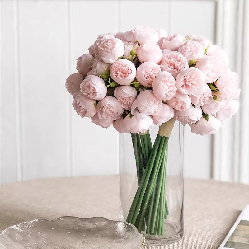 Bouquets de pivoines de 30 cm avec tiges et boutons de fleurs