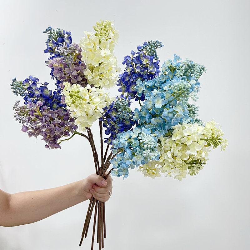 Branche Artificielle Lilas 64cm Tige de Fleur Fausse Real Touch Violet - Pour Composition Florale, Bouquet Mariage ou Décoration Maison