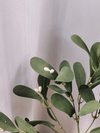 Branche de gui artificiel 30 cm avec ruban rouge - Ornement de Noël