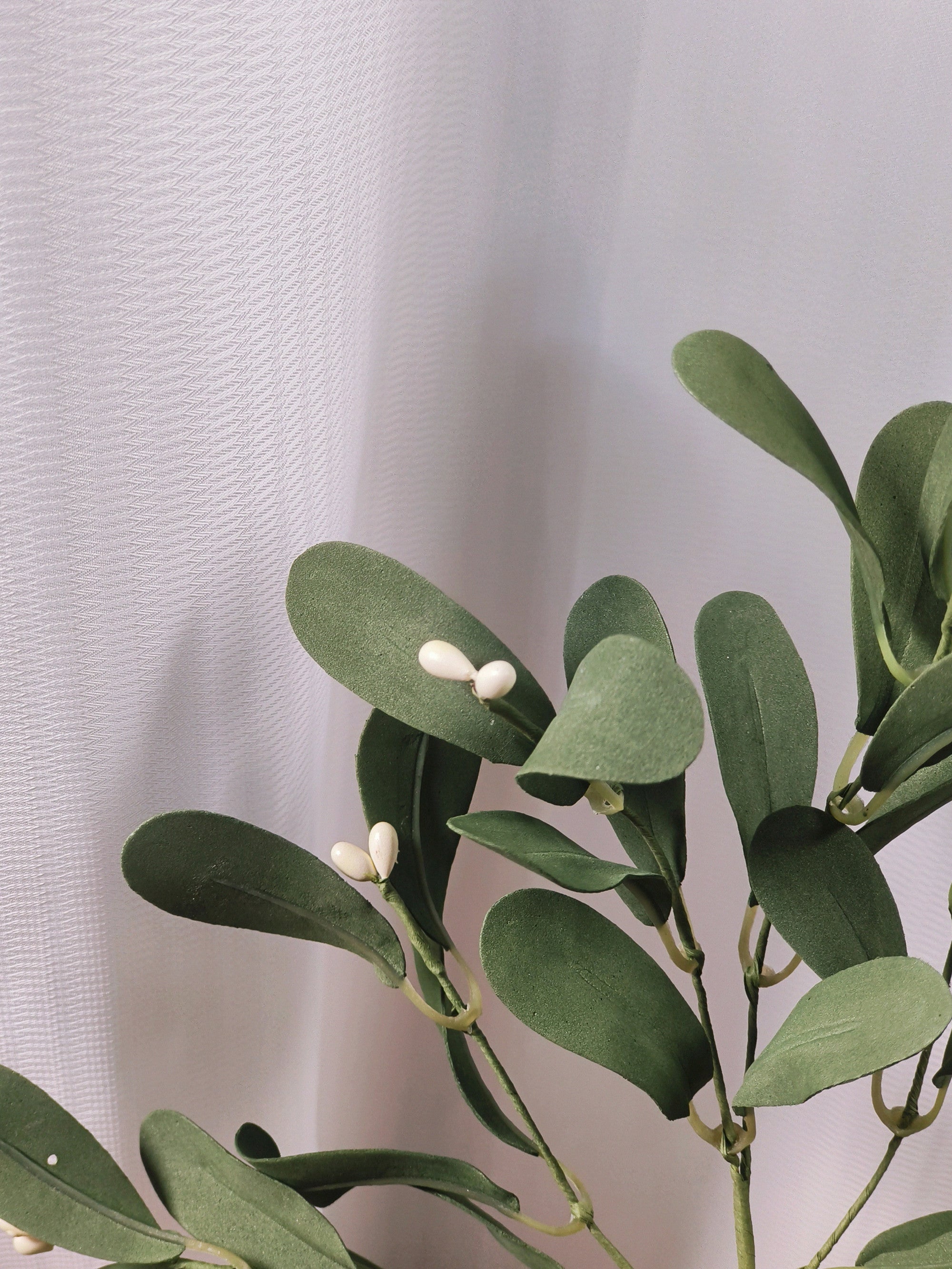 Branche de gui artificiel 30 cm avec ruban rouge - Ornement de Noël