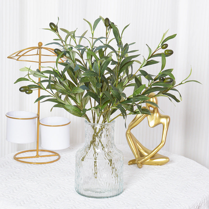 48cm Branche d'olivier artificielle verte - 6 branches avec fruits
