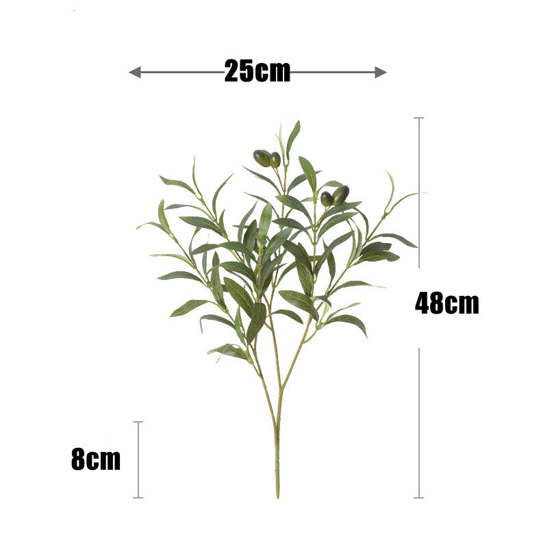 48cm Branche d'olivier artificielle verte - 6 branches avec fruits