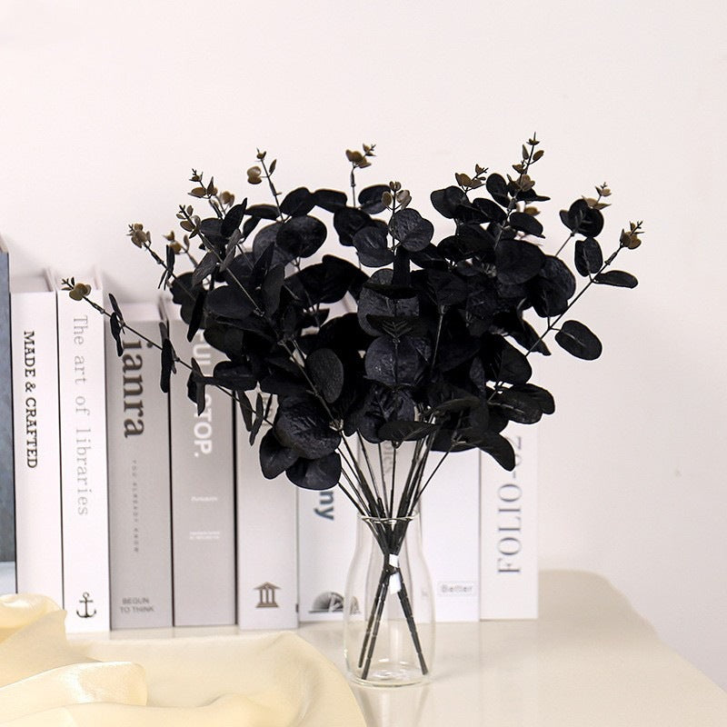 33 cm Feuilles d'eucalyptus noires pour la décoration d'Halloween