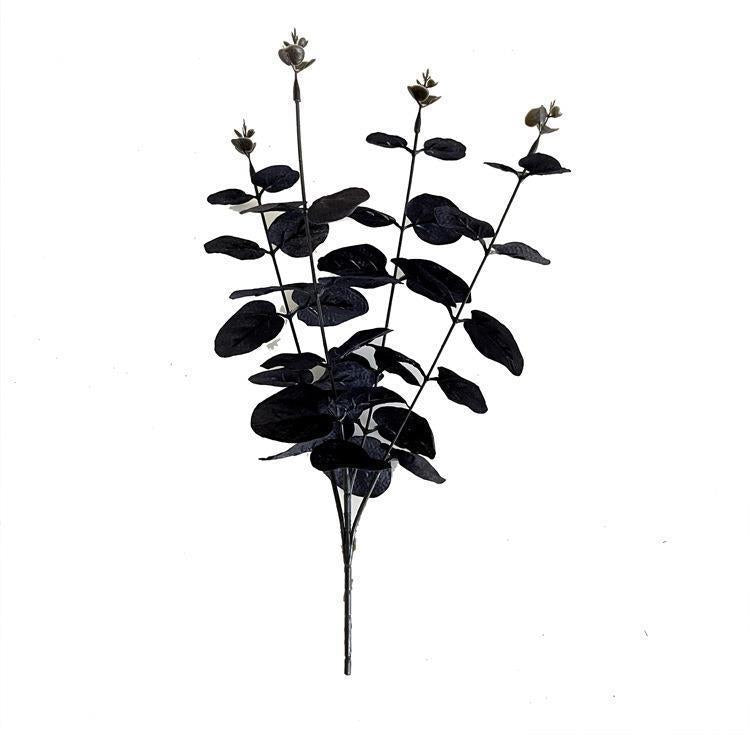 33 cm Feuilles d'eucalyptus noires pour la décoration d'Halloween