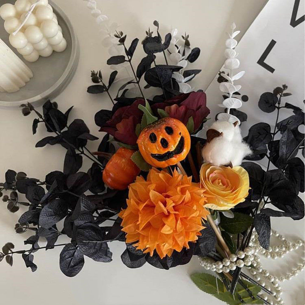 33 cm Feuilles d'eucalyptus noires pour la décoration d'Halloween