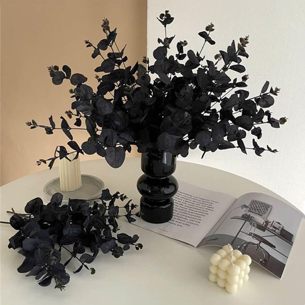 33 cm Feuilles d'eucalyptus noires pour la décoration d'Halloween