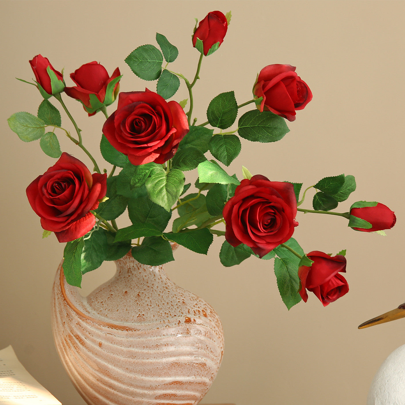 55 cm Fleur artificielle Rose Alice à 3 têtes Pour décoration intérieure, bouquets de mariage et centres de table