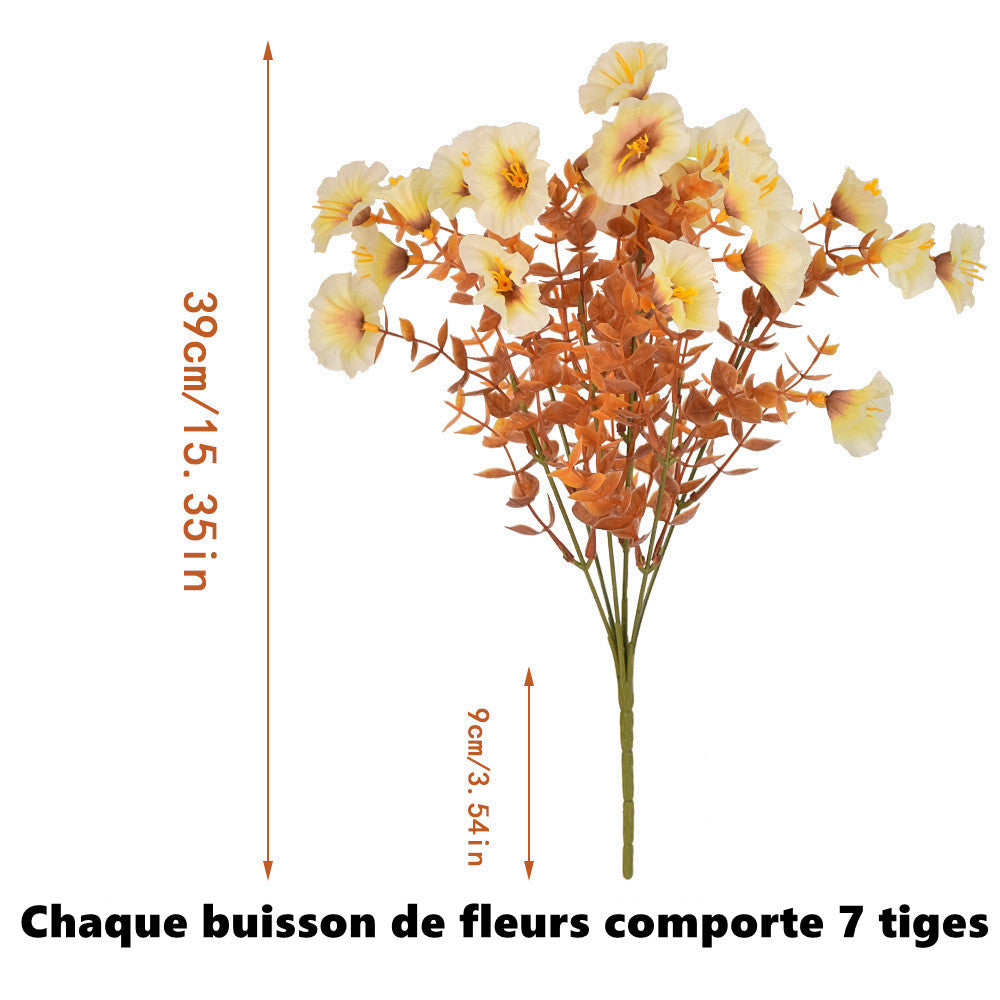 Fleurs et Plantes Artificielles d’Automne pour l’Extérieur - Ipomées en Soie avec Eucalyptus, Réalistes et Résistantes aux UV