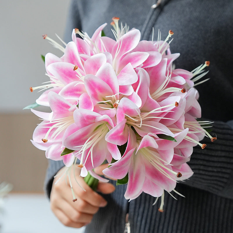 Gros vente de bouquets de fleurs artificielles de lis taille 29 cm