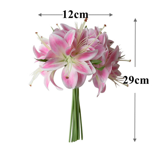 Bouquet de lys artificiels 29 cm – Fleurs décoratives pour intérieur, mariage et événement