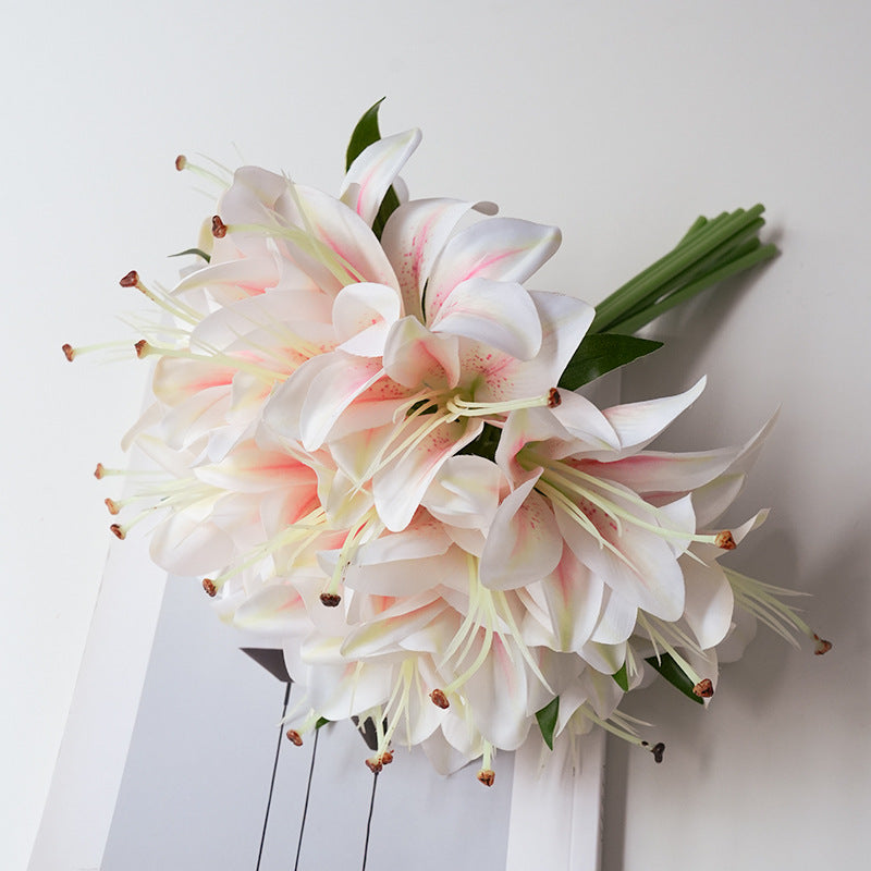 Gros vente de bouquets de fleurs artificielles de lis taille 29 cm
