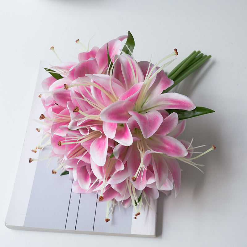 Gros vente de bouquets de fleurs artificielles de lis taille 29 cm