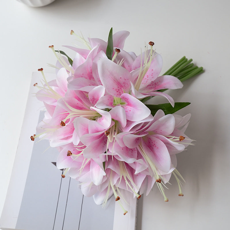 Gros vente de bouquets de fleurs artificielles de lis taille 29 cm