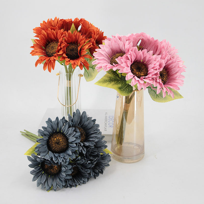 Gros vente de bouquets de tournesols artificiels taille 35 cm