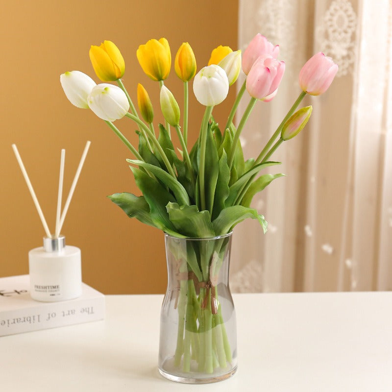 Gros vente de bouquets de tulipes artificielles en latex, 5 fleurs par bouquet, taille 40 cm
