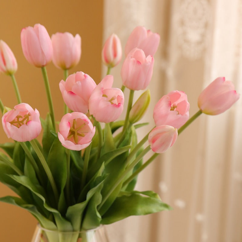 Gros vente de bouquets de tulipes artificielles en latex, 5 fleurs par bouquet, taille 40 cm