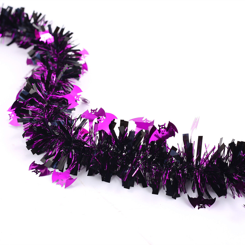 Guirlande de Halloween à paillettes avec feuilles métalliques, 2 m longue – Parfait pour la décoration de fête d'Halloween