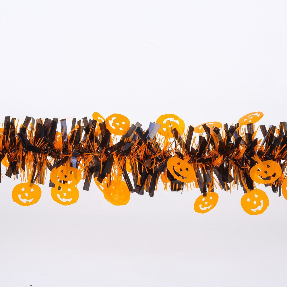 Guirlande de Halloween à paillettes avec feuilles métalliques, 2 m longue – Parfait pour la décoration de fête d'Halloween