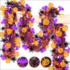 Guirlande de Halloween à paillettes avec feuilles métalliques, 2 m longue – Parfait pour la décoration de fête d'Halloween