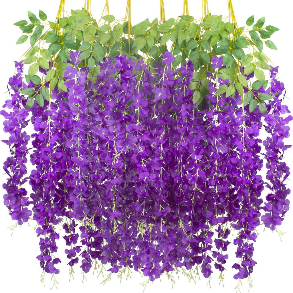 Lot de 12 guirlandes de glycine artificielle pour jardin, cour et décoration extérieure