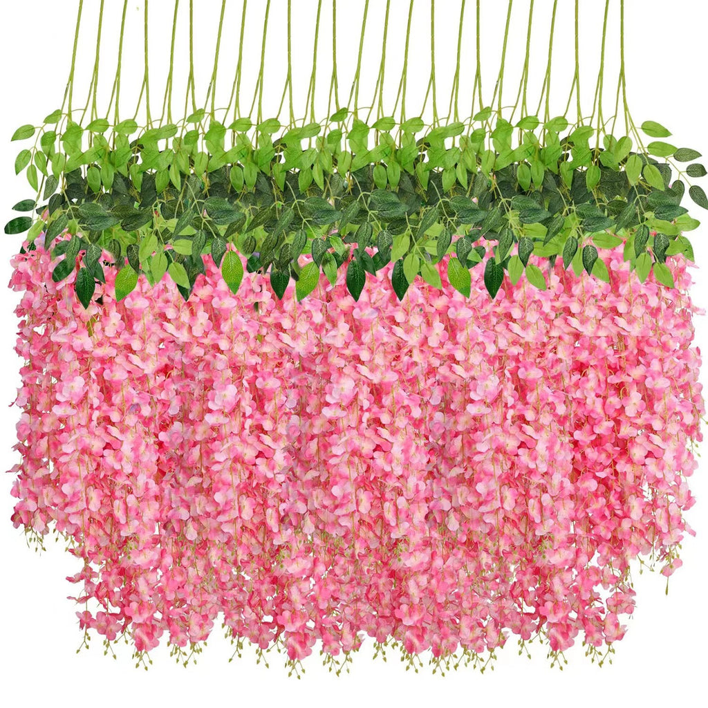 Lot de 12 guirlandes de glycine artificielle pour jardin, cour et décoration extérieure